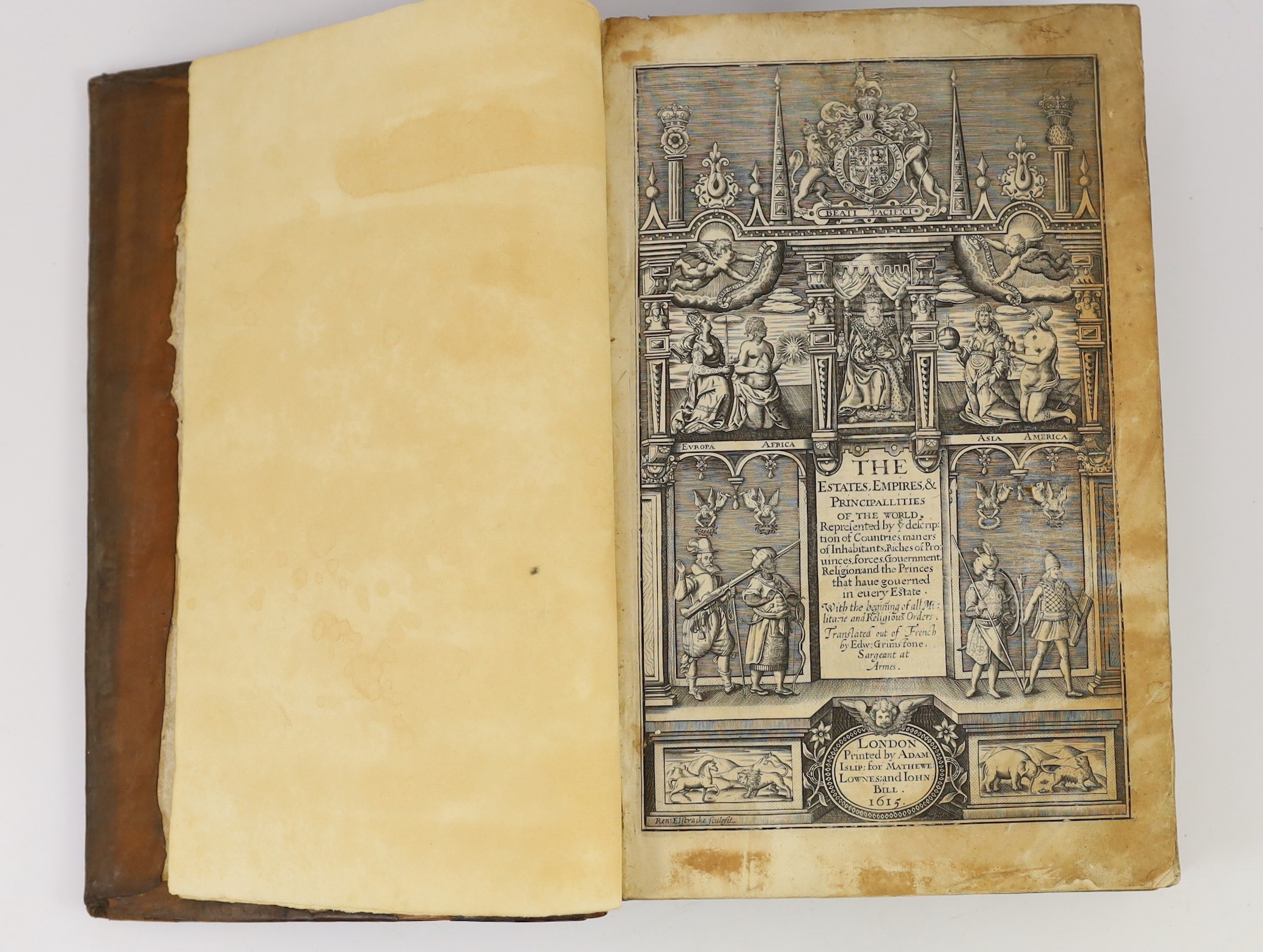 Davity (Pierre) - The Estates, Empires, & Principalities of the World...Translated out of the French by Edw: Grimstone.....1st English Edition. pictorial engraved title, head and tailpiece decorations, decorated initials